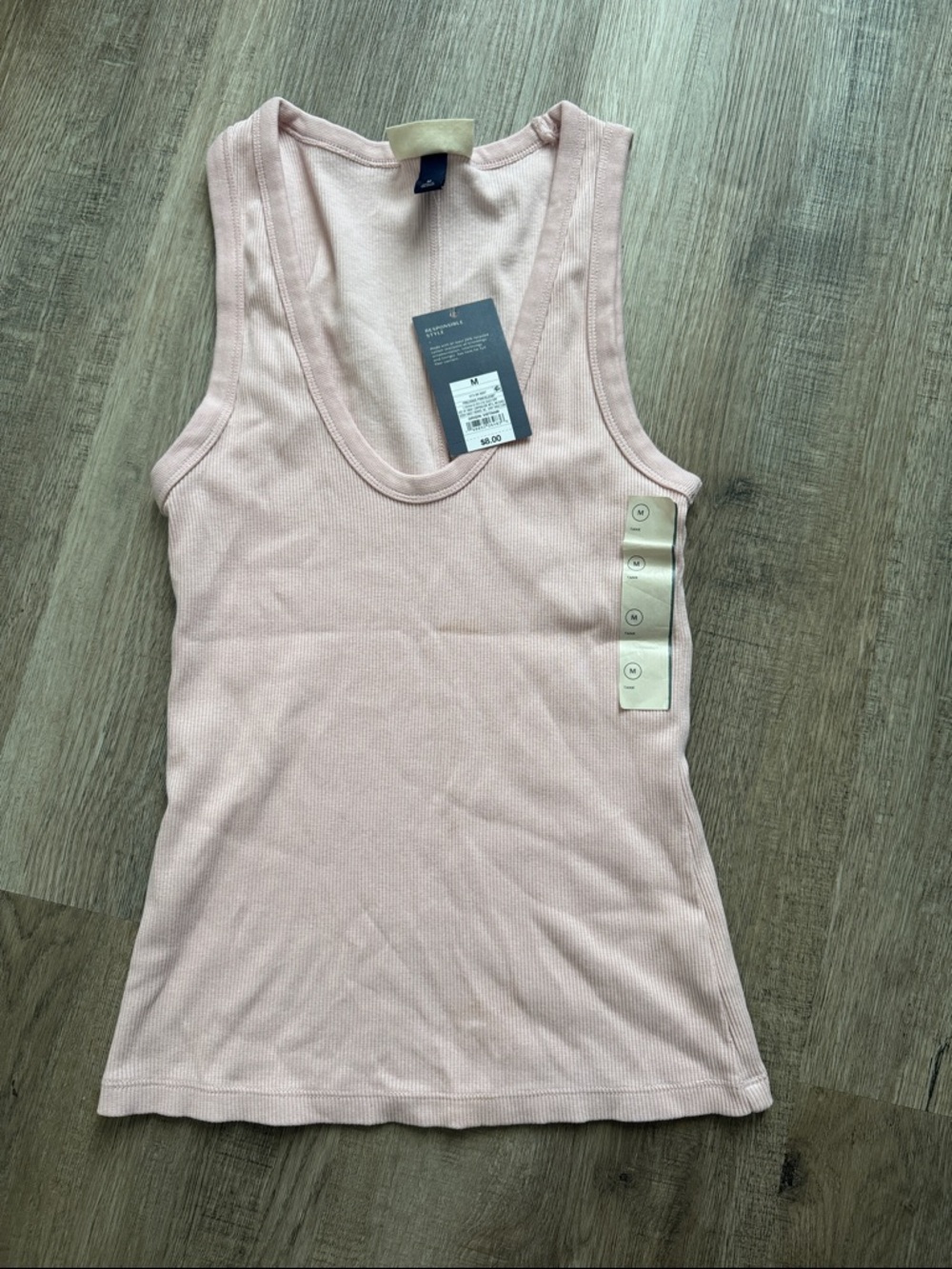 Universal Thread Ribbed Tank Top in Pale Pink M